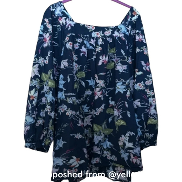 Terra & Sky- Floral Top, 3/4 Sleeves - Picture 1 of 6